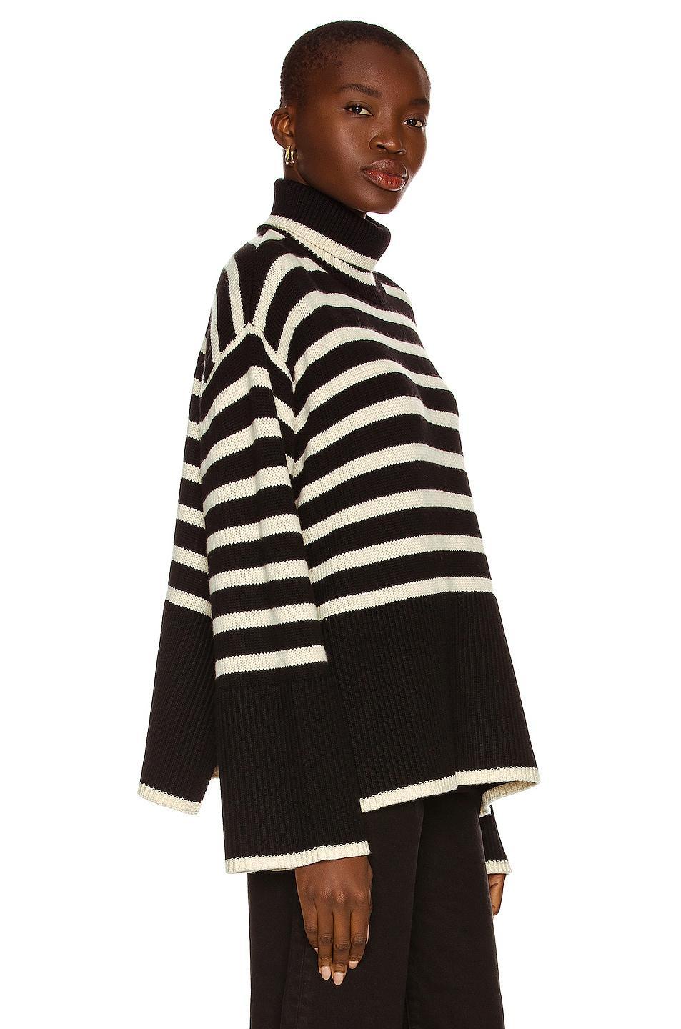 Toteme - Women's Signature Stripe Wool-Cotton Turtleneck Sweater - Neutral - M - Moda Operandi Product Image