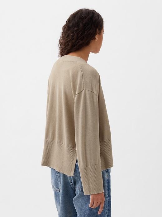 24/7 Split-Hem Linen-Blend Oversized Cardigan Product Image