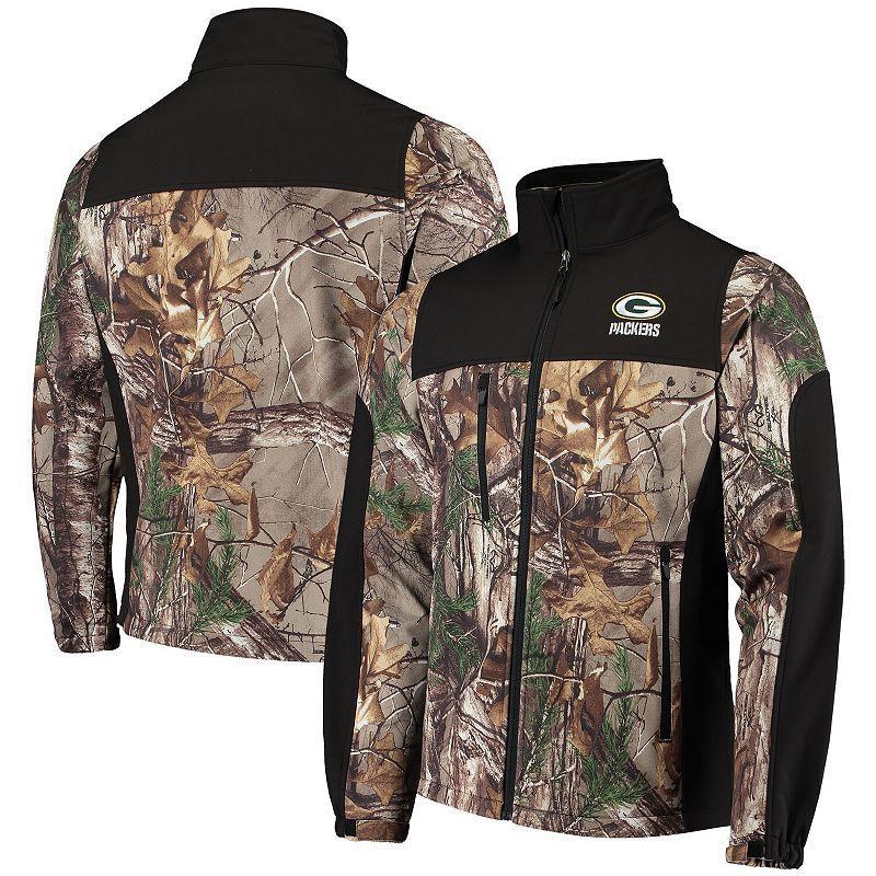 Mens Realtree Camo, Black Green Bay Packers Circle Hunter Softshell Full-Zip Jacket Product Image