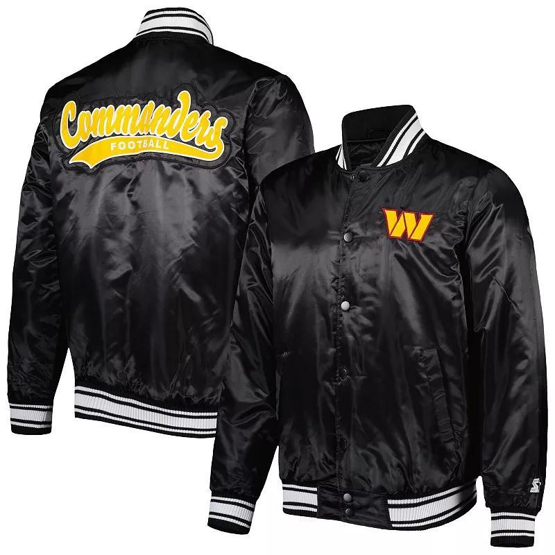 Mens Starter Black Washington Commanders Locker Room Satin Varsity Full-Snap Jacket Product Image