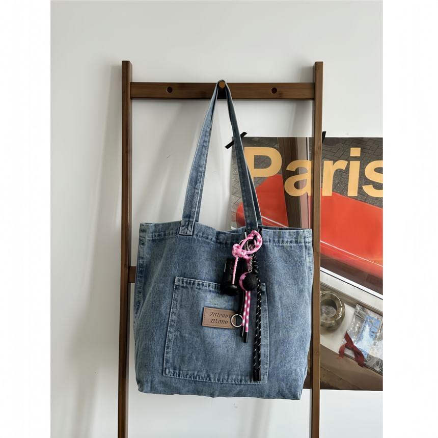 Applique Denim Shopper Bag Product Image