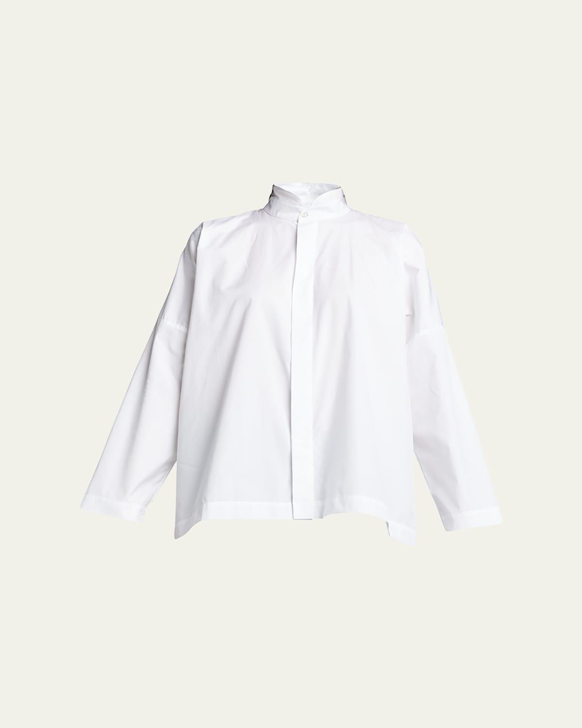 Wide Longer-Back Double Stand Collar Shirt (Mid Plus Length) Product Image