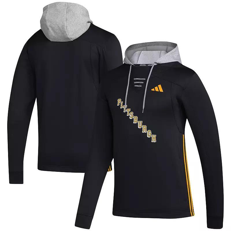 Mens adidas Pittsburgh Penguins Refresh Skate Lace AEROREADY Pullover Hoodie Product Image