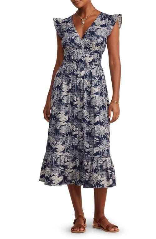 Womens Palm Poplin Flutter Midi-Dress Product Image