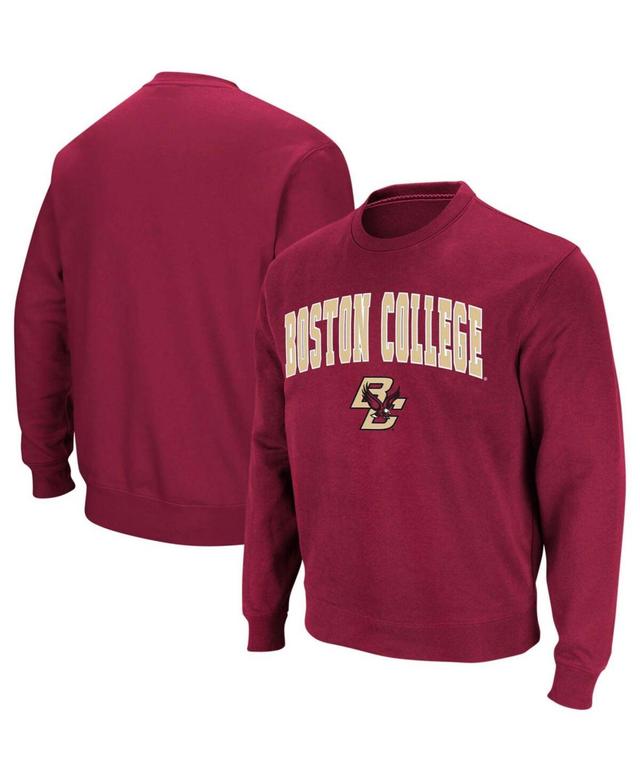 Mens Colosseum Heathered Gray Boston College Eagles Arch & Logo Tackle Twill Pullover Sweatshirt Product Image