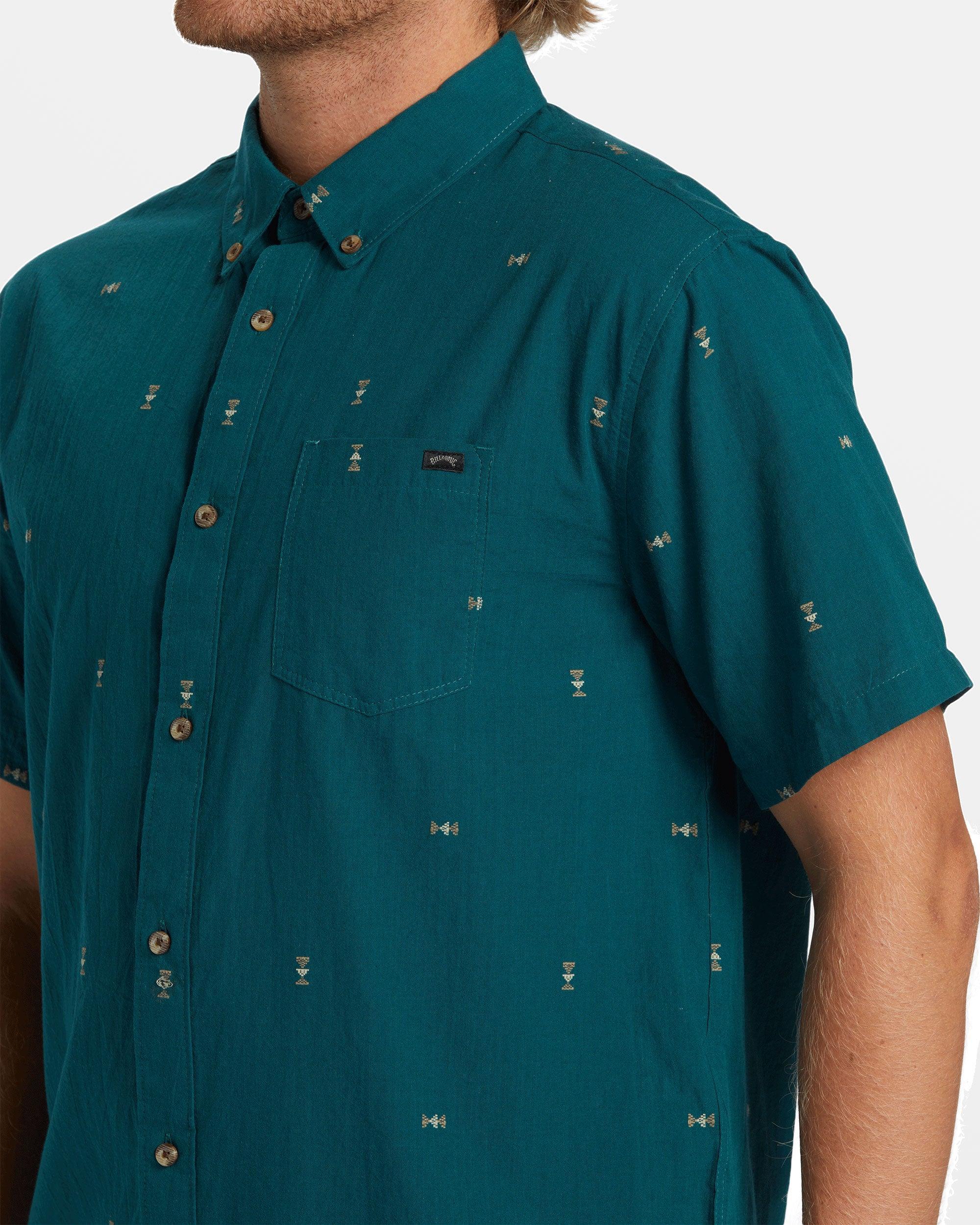 All Day Jacquard Short Sleeve Shirt - Real Teal Male Product Image