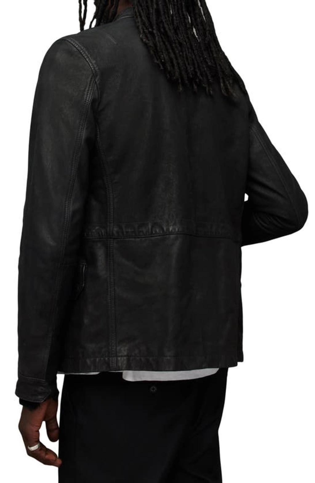 Forter Tab Collar Leather Jacket In Black Product Image