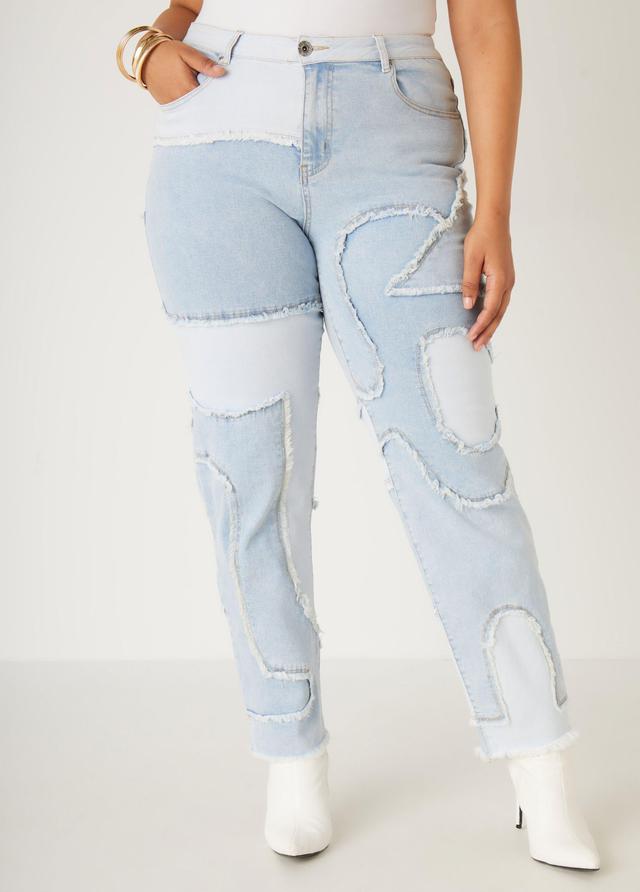 Patchwork High Rise Skinny Jeans Product Image