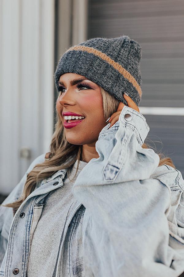 Cozy Darling Knit Beanie in Charcoal Product Image