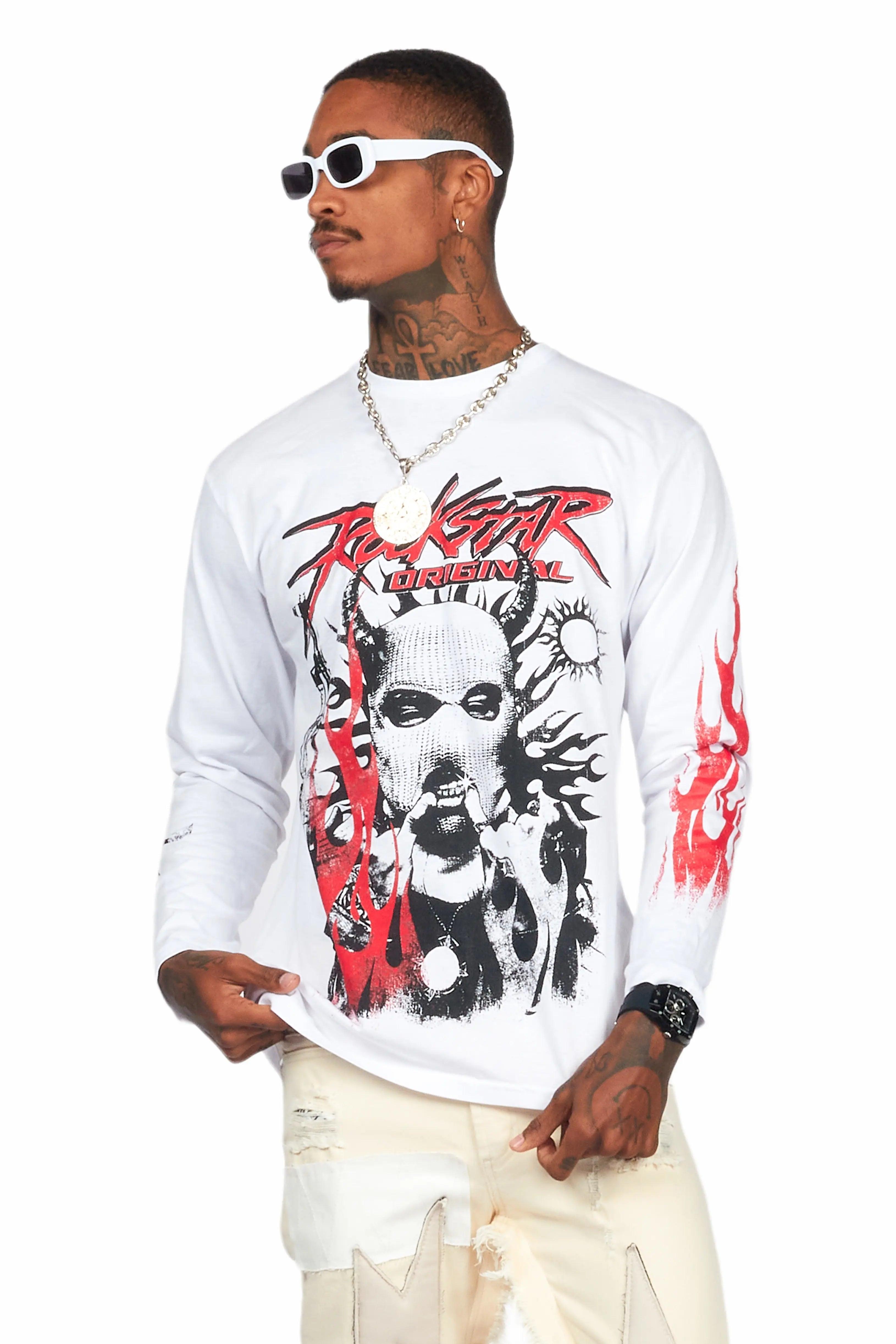 Mercy White Long Sleeve Graphic T-Shirt Male Product Image