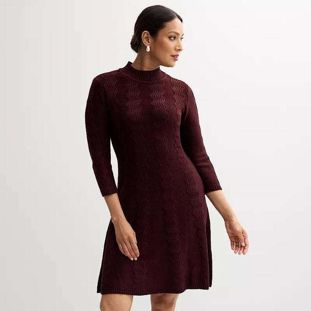 Womens Sandra Darren Mockneck Fit & Flare Sweater Dress Red Product Image