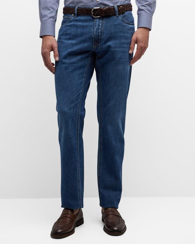 Mens Medium Wash Straight Leg Jeans Product Image