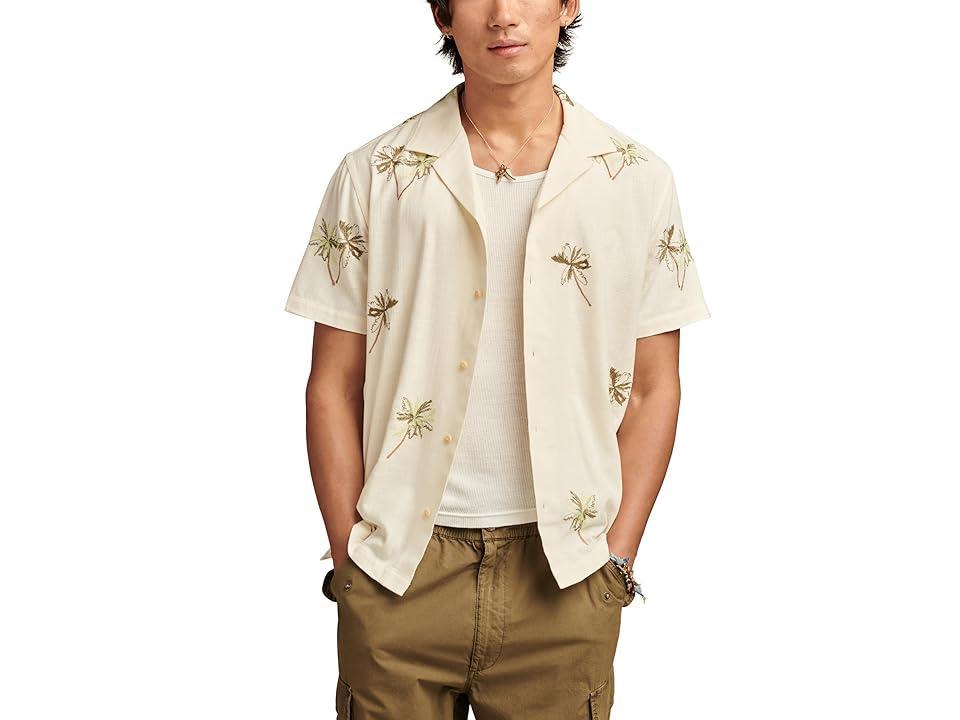 Lucky Brand Palm Tree Embroidered Short Sleeve Camp Collar Shirt (Palm Beach) Men's T Shirt Product Image