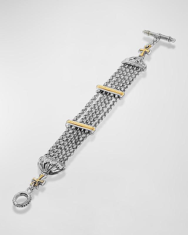 Dome Sterling Silver and 18K Gold 5-Chain Bracelet Product Image