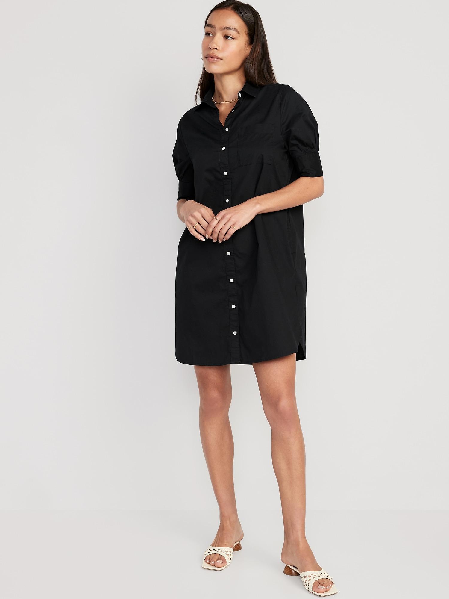 Old Navy Short-Sleeve Shirt Dress for Women - Blackjack - female - Size: L product image