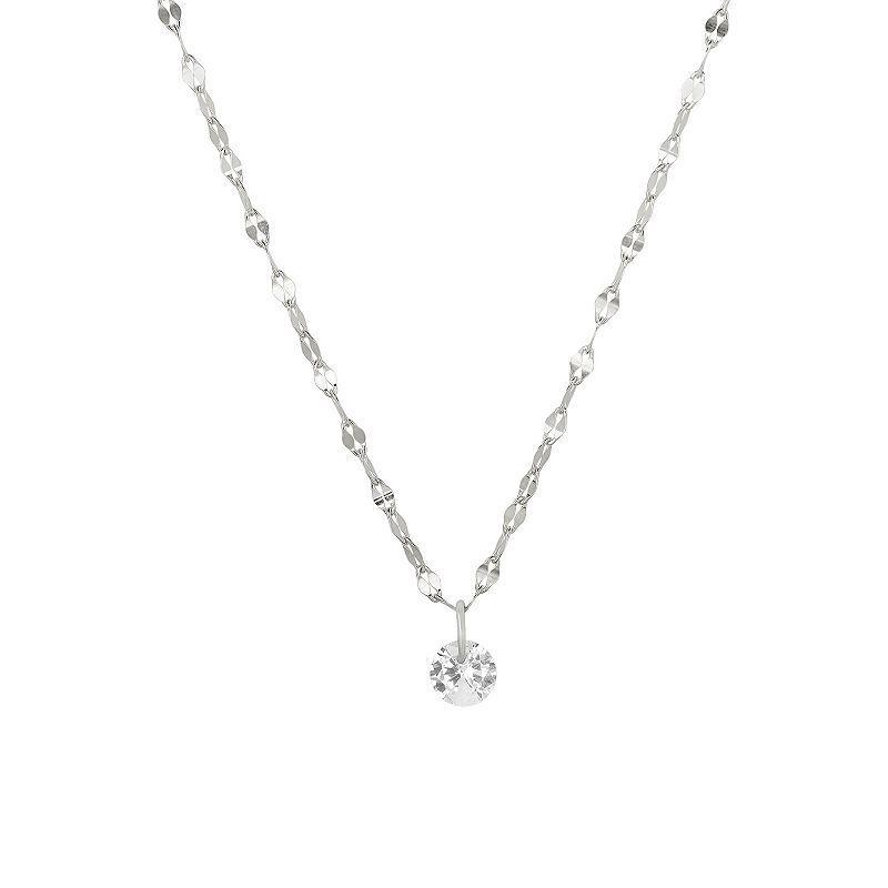 PRIMROSE Sterling Silver Floating Cubic Zirconia Pendant Necklace, Womens Product Image