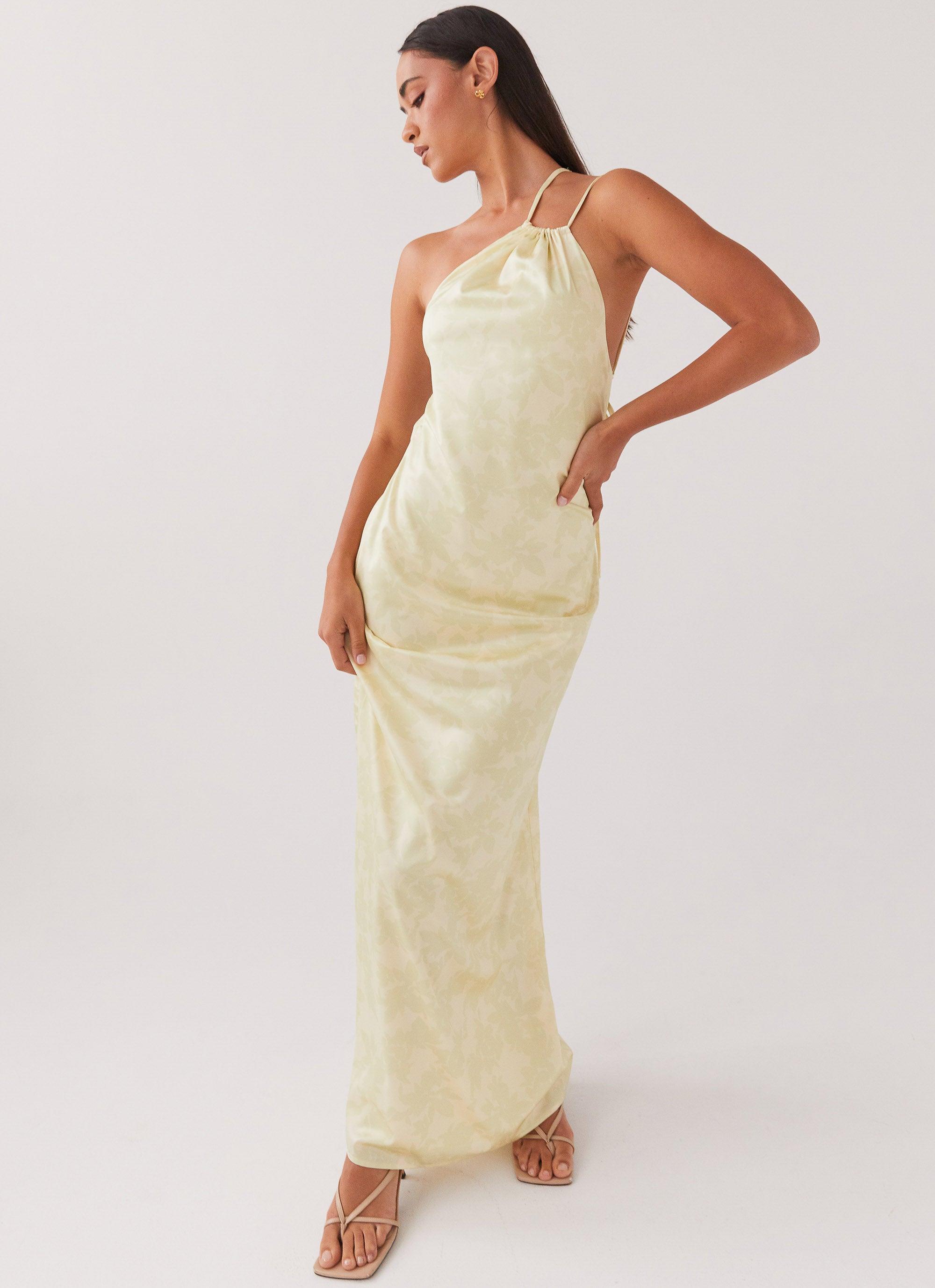 Liliana One Shoulder Maxi Dress - Yellow Floral Product Image