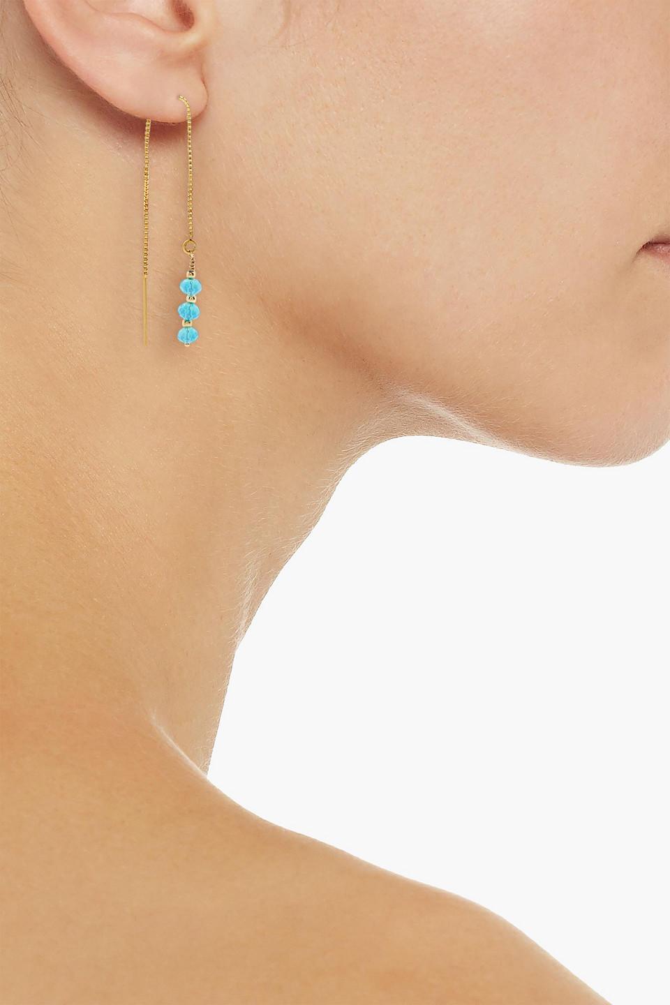 Gold-tone Bead Earrings In Turquoise Product Image