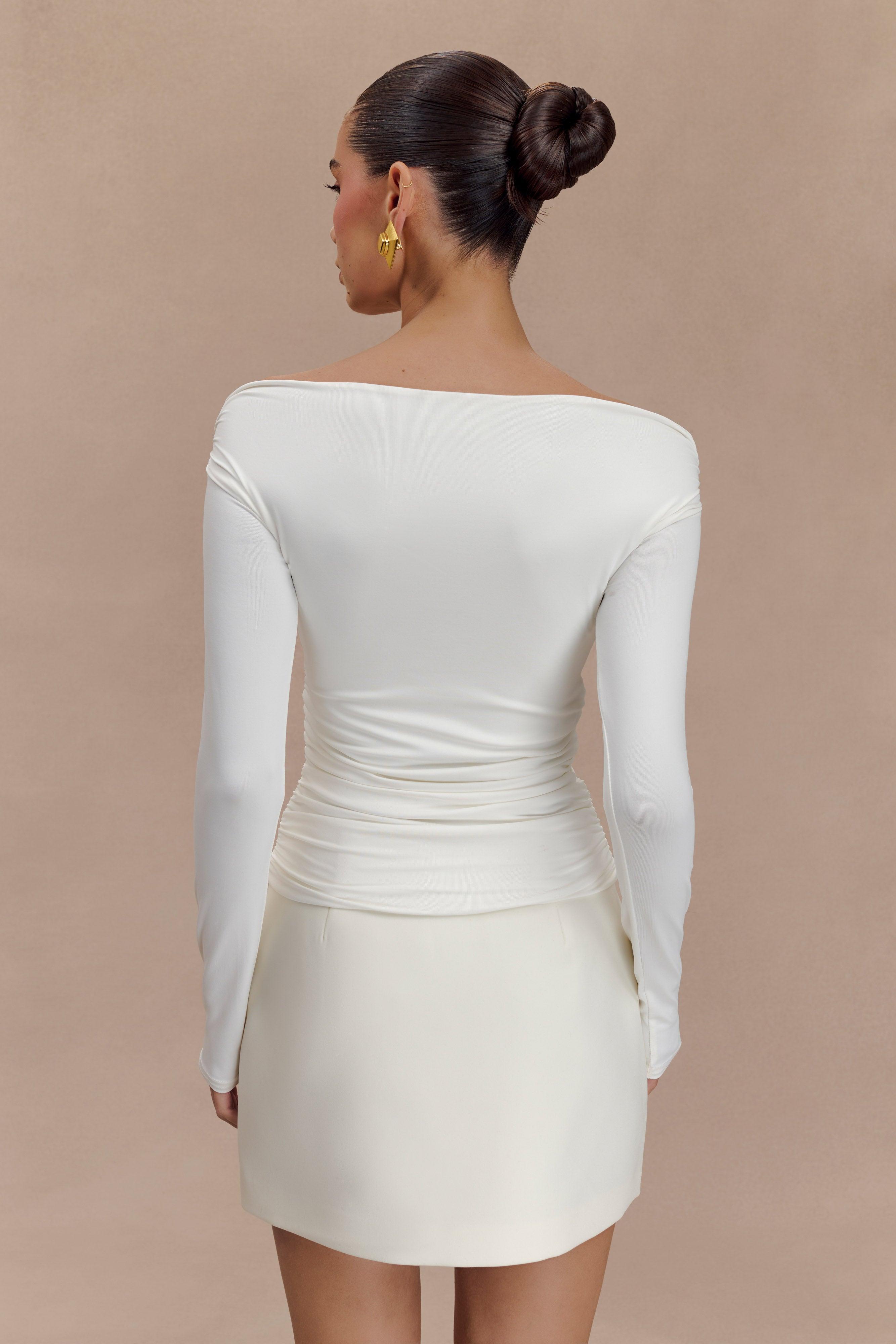 Jaden Off Shoulder Recycled Nylon Top - Ivory Product Image