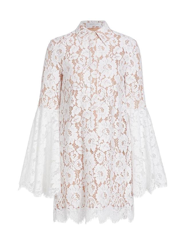 Womens Floral Lace Flare-Sleeve Shirtdress Product Image