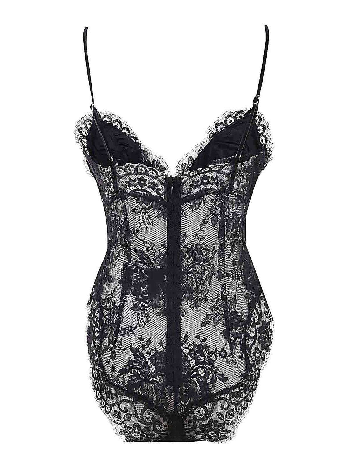 ZIMMERMANN Illustration Plunged Lace Bodysuit In Black   Product Image