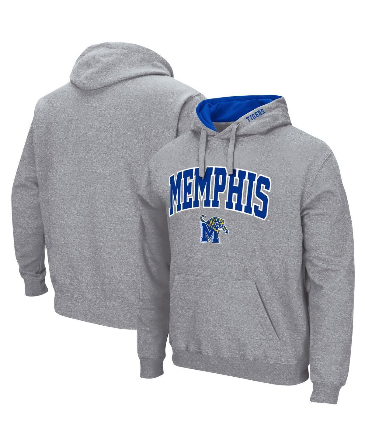 Mens Heathered Gray UMass Minutemen Arch and Logo Pullover Hoodie Product Image