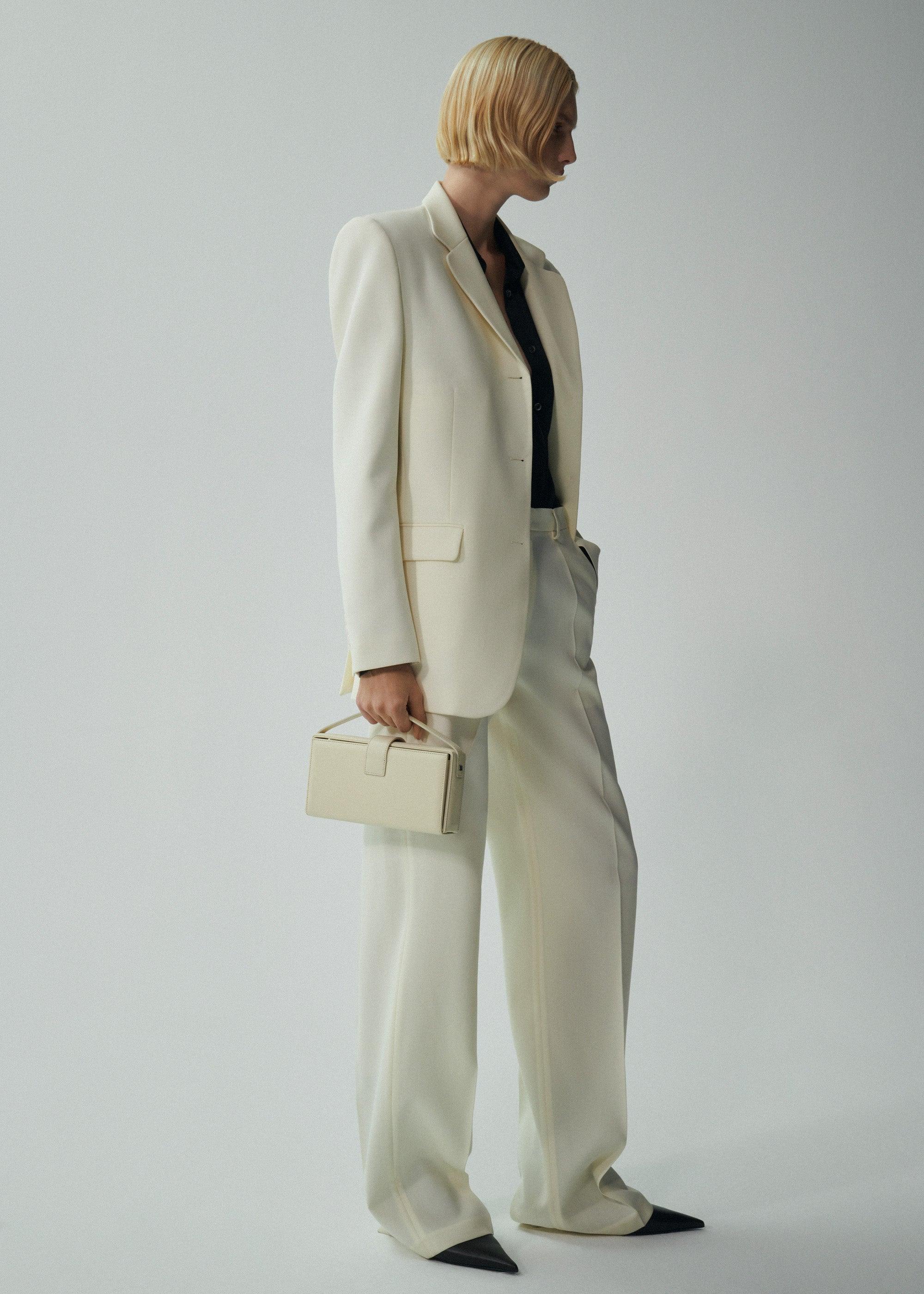 Boxy oversized blazer in cream Product Image