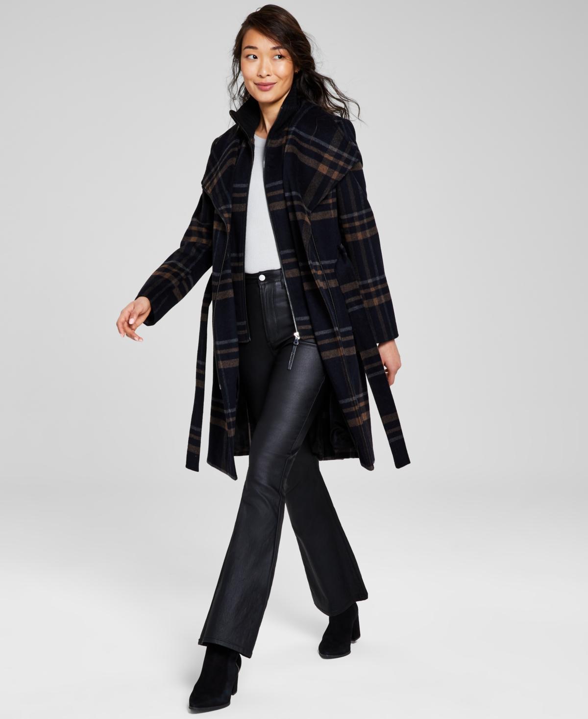 Calvin Klein Womens Wool Blend Belted Wrap Coat, Created for Macys Product Image