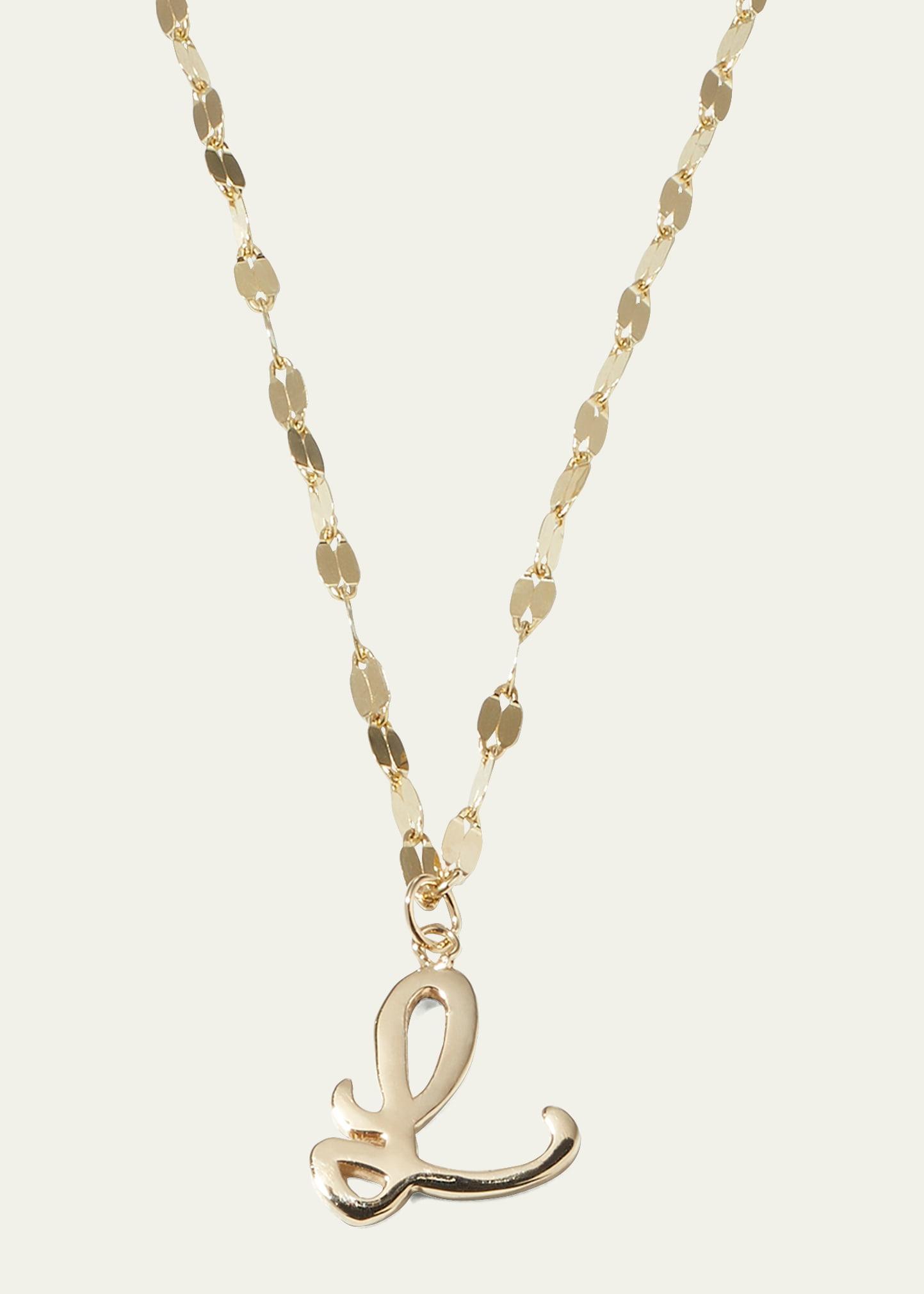 Womens 14K Yellow Gold Cursive Initial Pendant Necklace Product Image