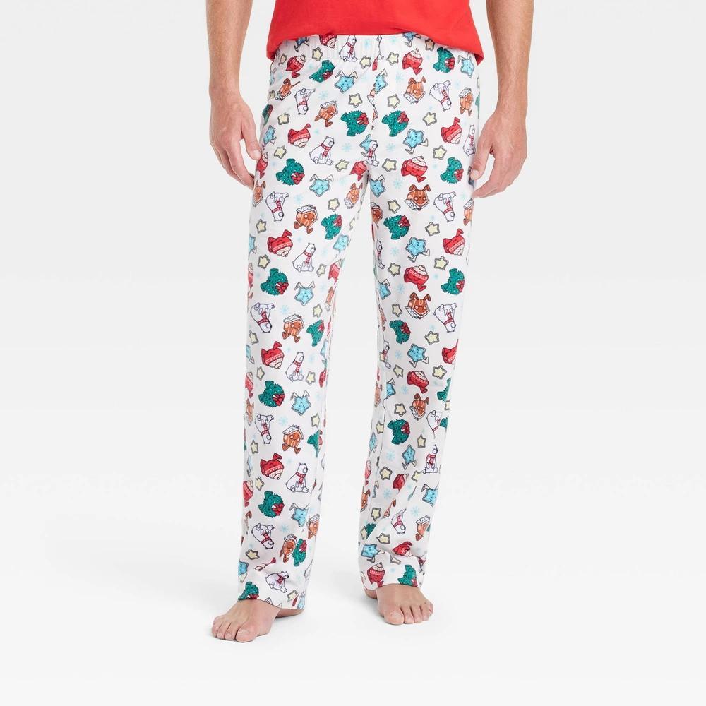 Mens Holiday Treats Print Microfleece Holiday Matching Family Pajama Pants - Wondershop White XL Product Image