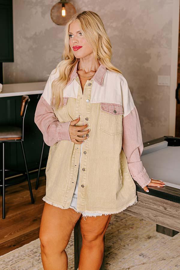 Plain And Simple Denim Jacket in Beige Curves Product Image