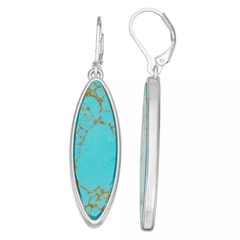 Nine West Silver Tone Marquise Stone Drop Earrings, Womens, Turq/Blue Product Image