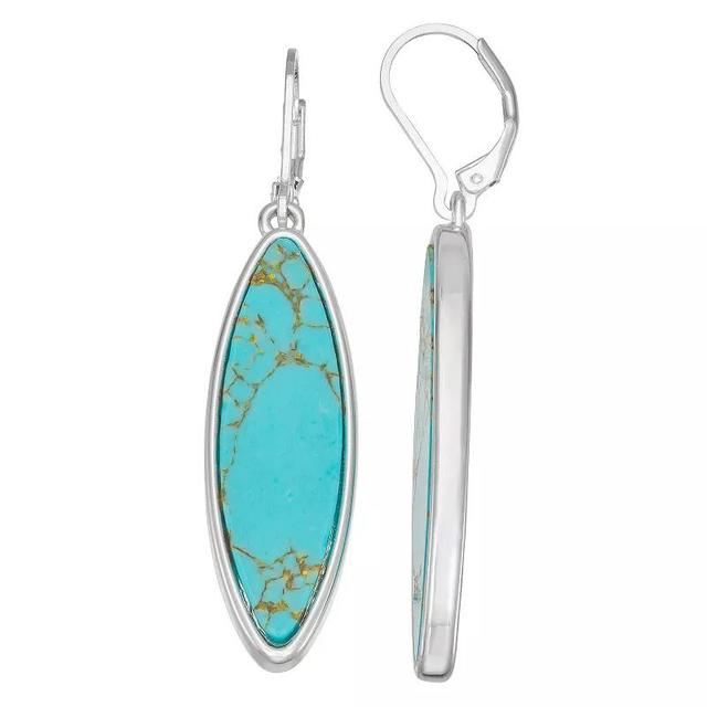 Nine West Silver Tone Marquise Stone Drop Earrings, Womens, Turq/Blue Product Image