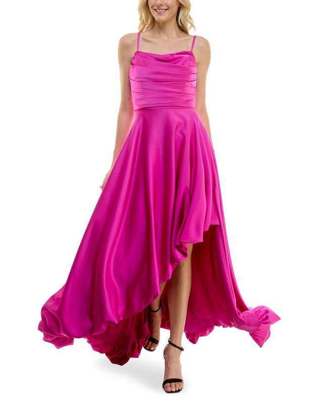 Women's Asymmetric Sleeveless Satin Gown Product Image