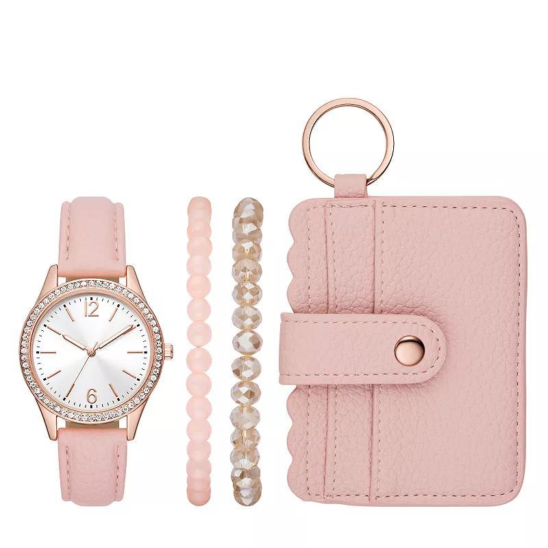 Folio Womens Pink Watch, Bracelets & Keychain Set Product Image