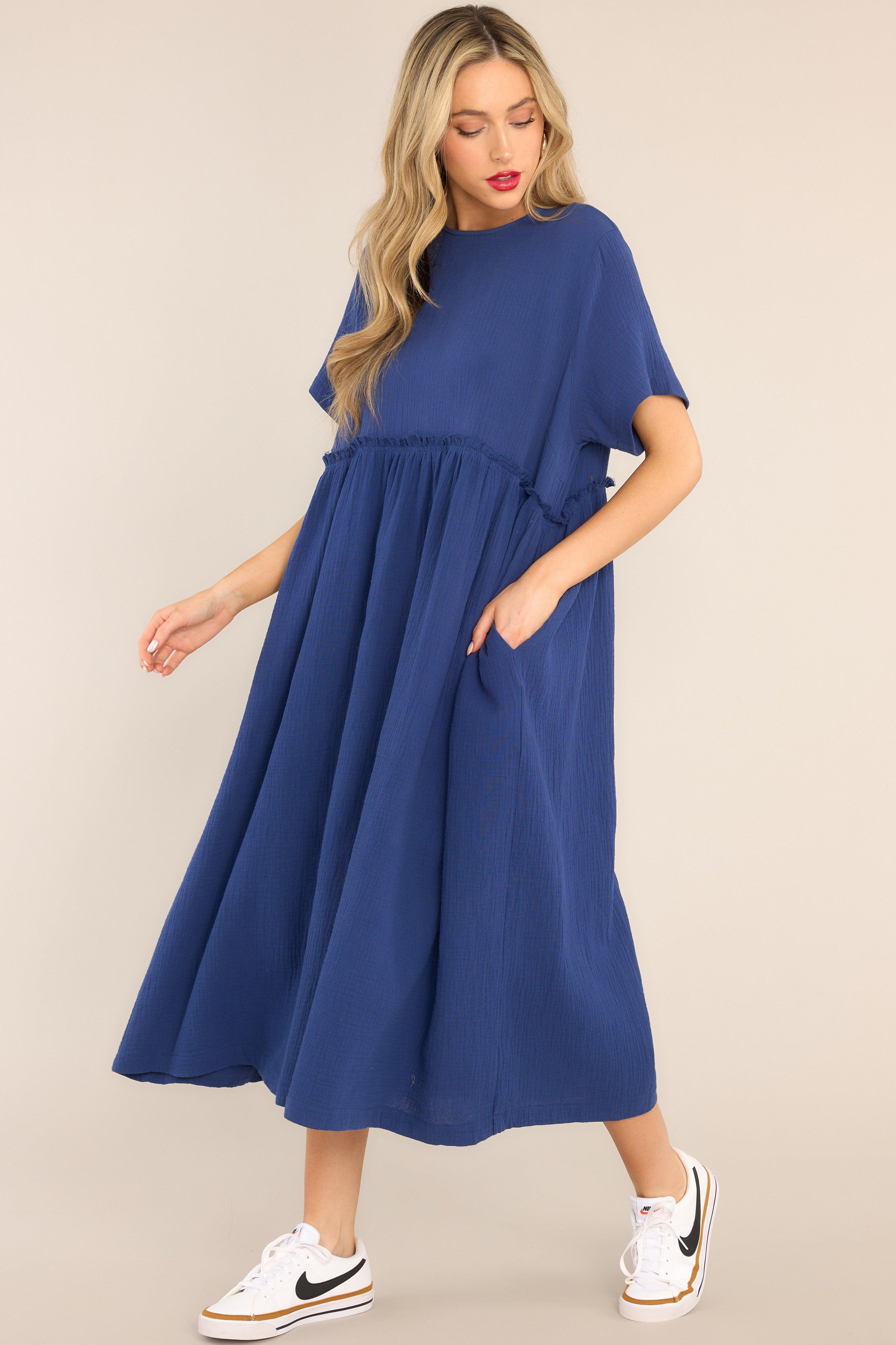 Aura It Was Kismet Navy Midi Dress Product Image