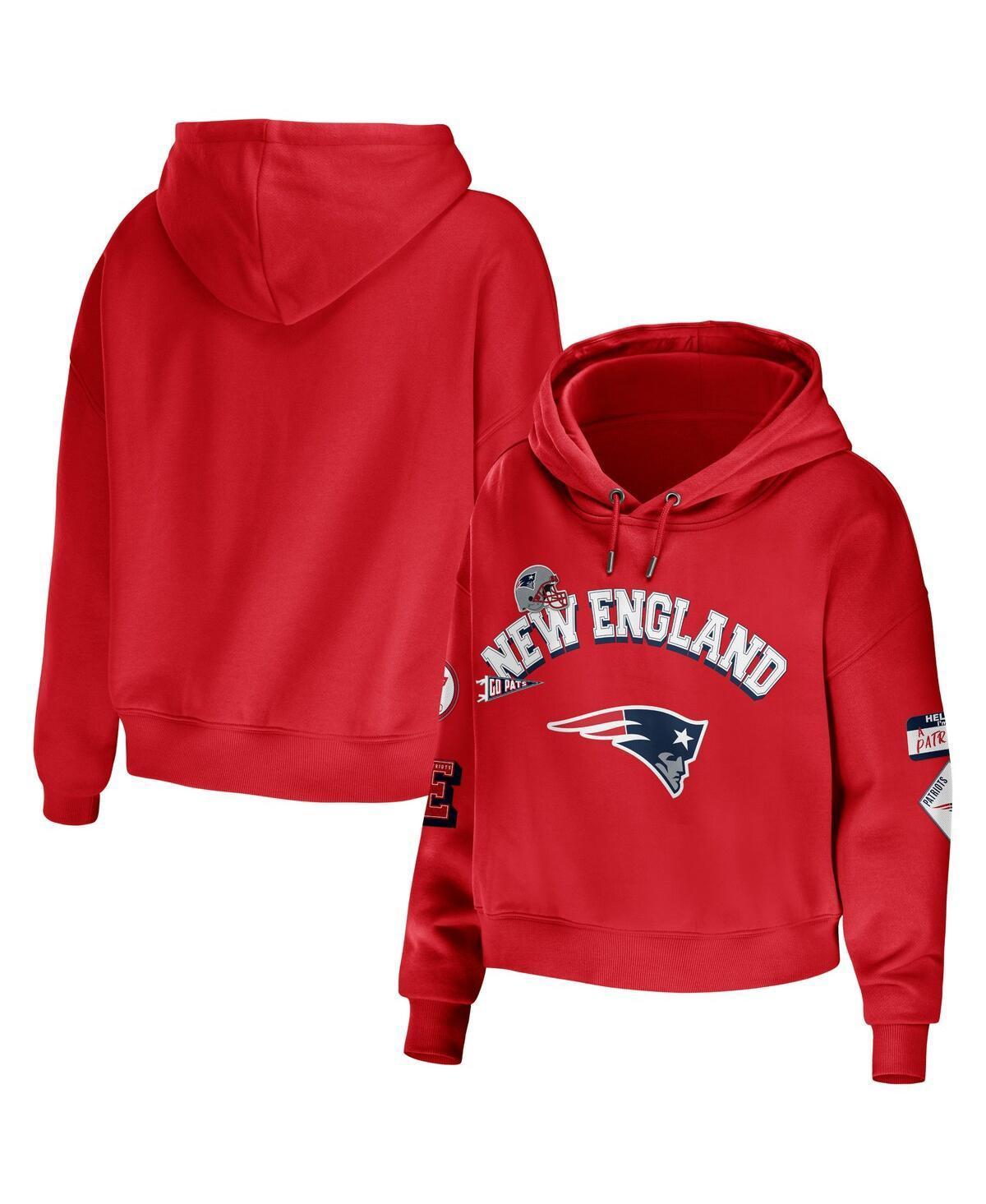 Womens WEAR by Erin Andrews New England Patriots Modest Cropped Pullover Hoodie Product Image