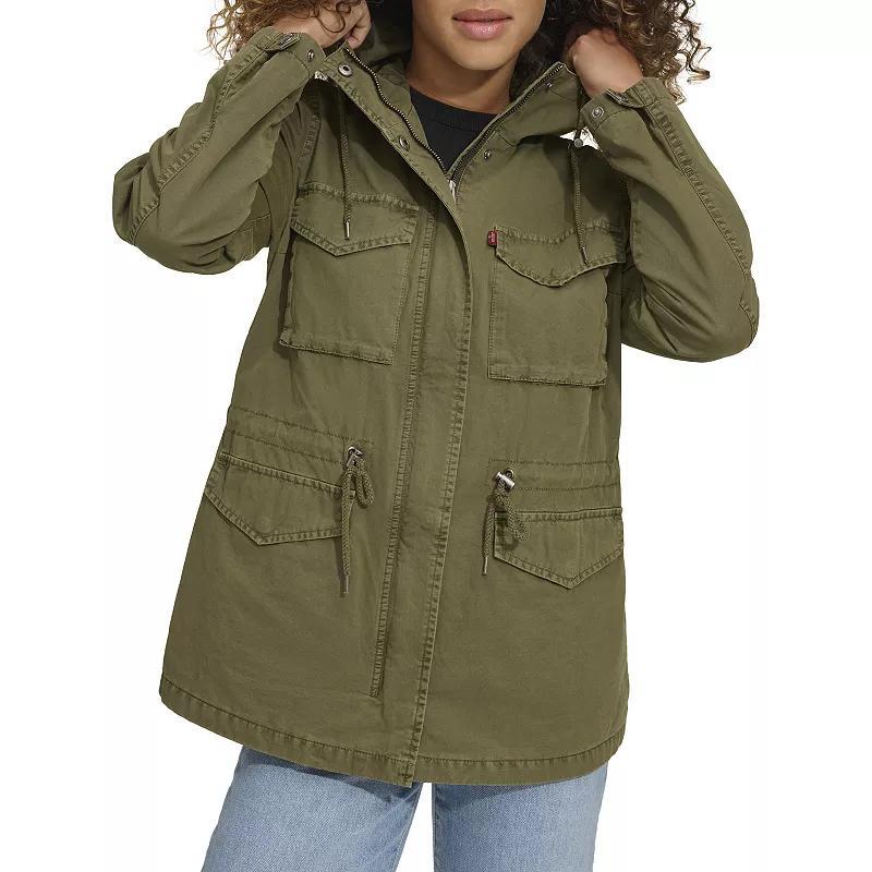 Levis Womens Hooded Drawstring-Waist Jacket Product Image