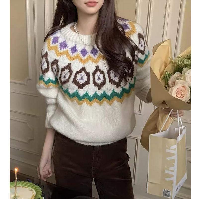 Crewneck Jacquard Sweater Product Image