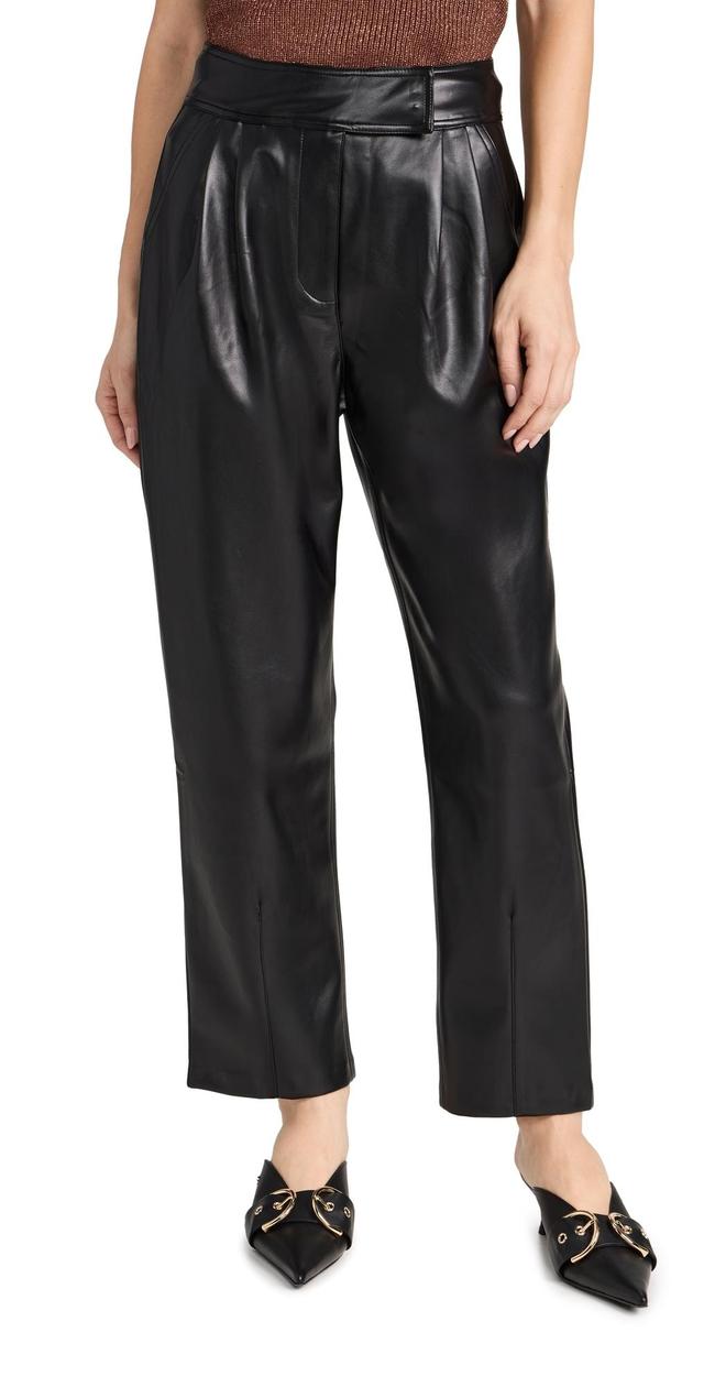 Womens Faux Leather Pleated Trouser Pants Product Image