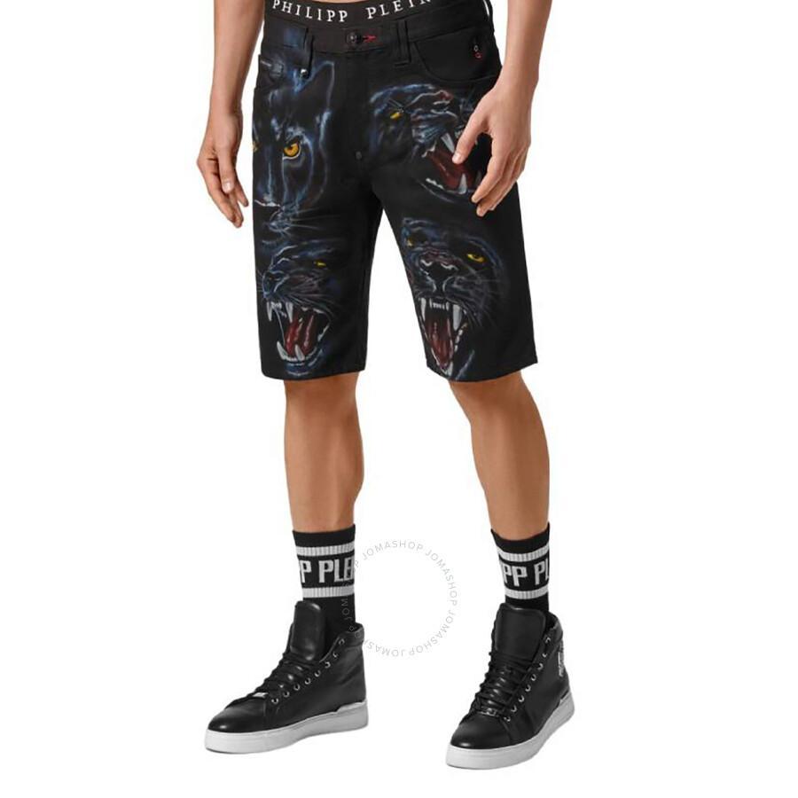 Panther Print Mykonos Fit Bermuda Shorts In Black Product Image