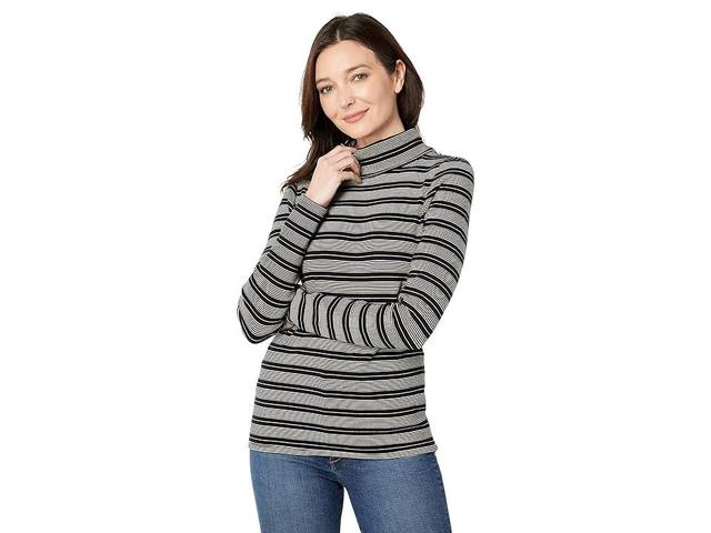 Dylan by True Grit Stripe Amelia Turtleneck (Black) Women's Clothing Product Image