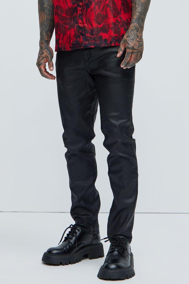 Not Like Others Waxed Slim Taper Jean - Black Product Image