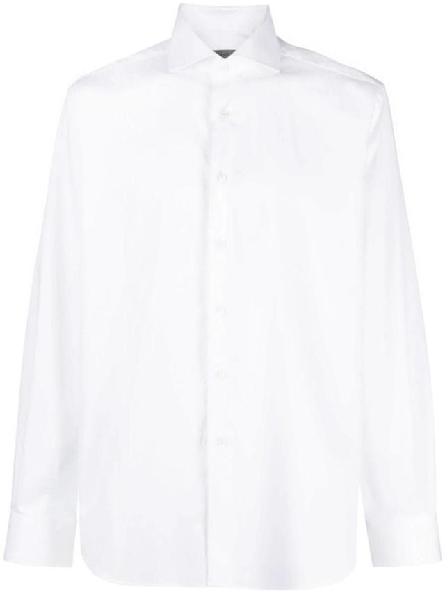 White Cutaway-collar Button-up Shirt Product Image