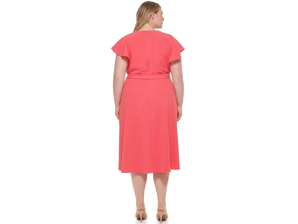 Dkny Plus Size Ruffled-Sleeve Faux-Wrap Dress Product Image