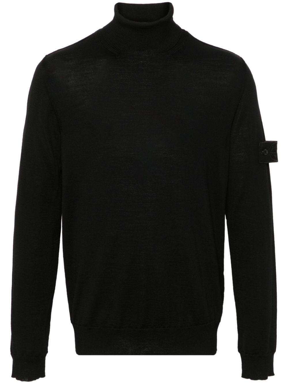 STONE ISLAND Ribbed Turtleneck Sweater Long Sleeves In Black Product Image