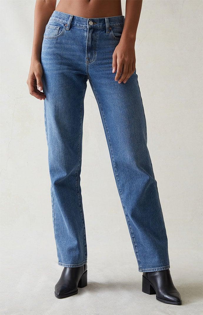 Womens Dark Blue Low Rise Boyfriend Jeans product image