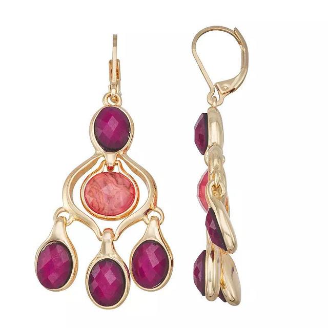 Napier Gold Tone Burgundy & Pink Stone Chandelier Drop Earrings, Womens, Red Product Image