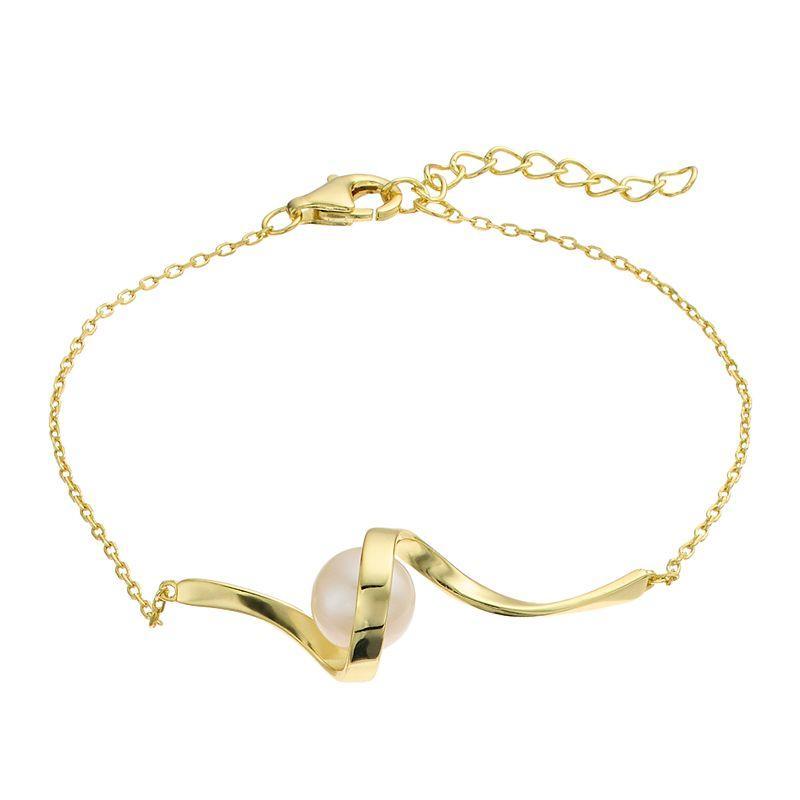 Sterling Silver with 7 mm Freshwater Cultured Pearl Adjustable Bracelet, Womens Gold Tone Product Image