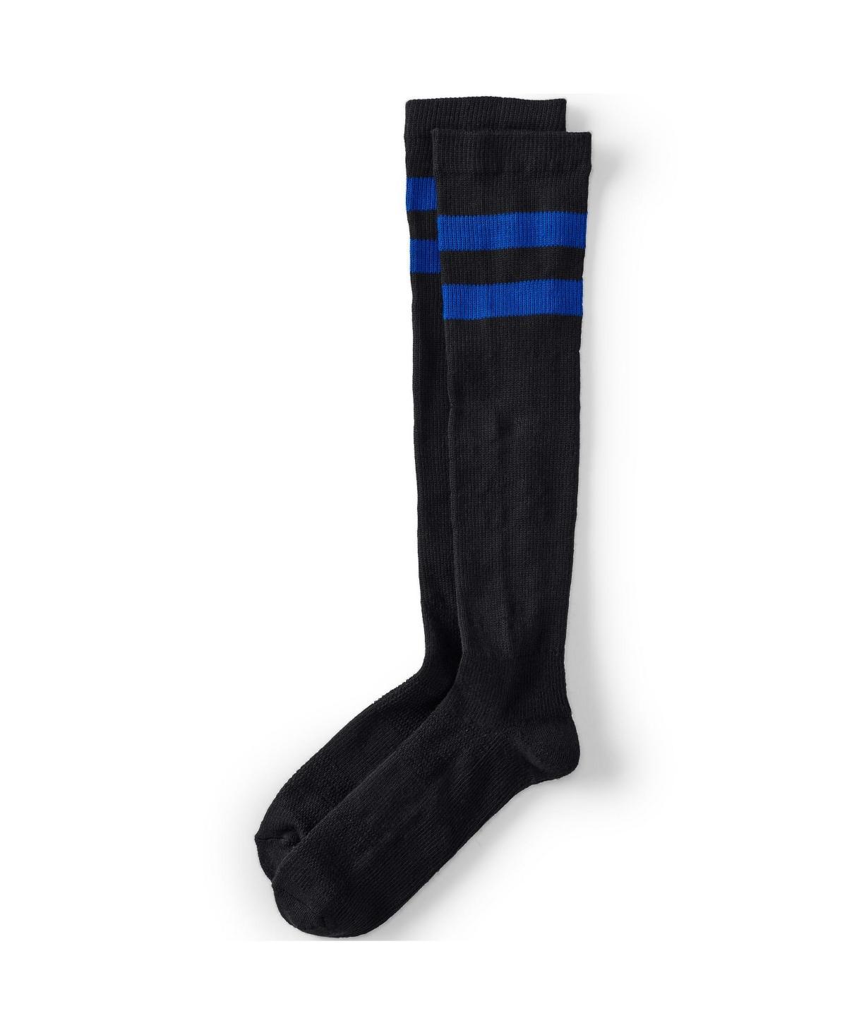 Mens Lands End Performance Over-the-Calf Socks Black Blue Product Image